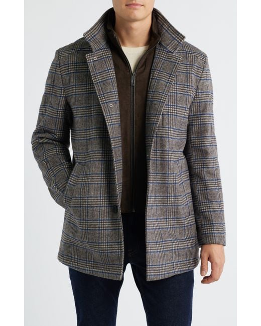 Johnston & Murphy Black Upton Bib Insert Wool Blend Car Coat for men