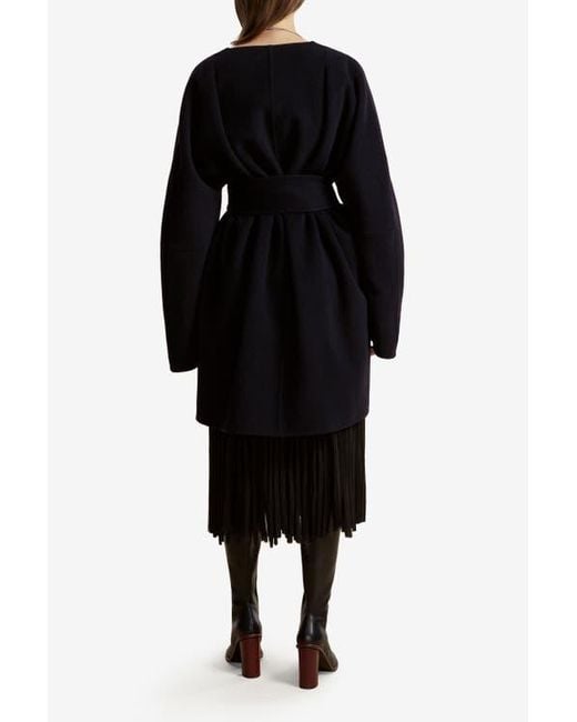 Marina Moscone Blue Double Faced Wool Cocoon Coat