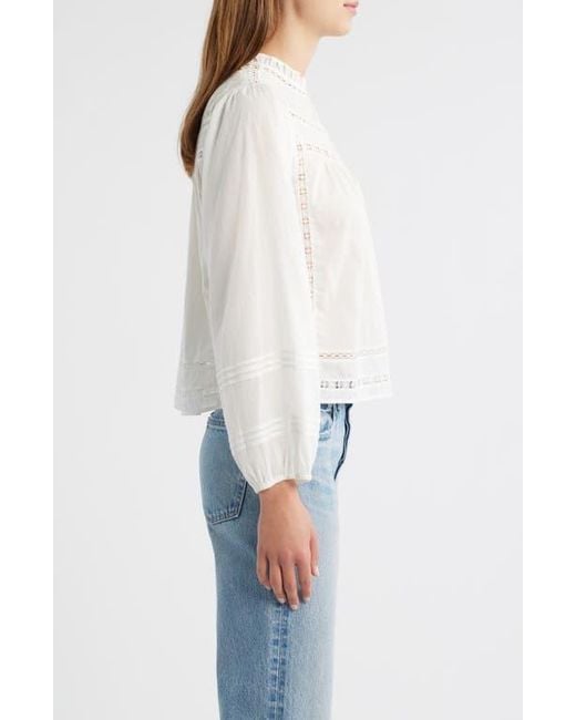 Rails White Reyna Lace Inset Cotton Peasant Top