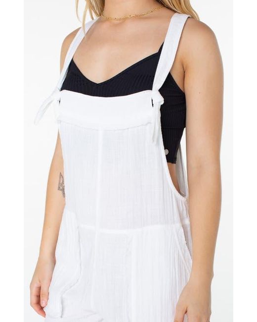 Roxy White Sundown Dive Cotton Gauze Short Overalls