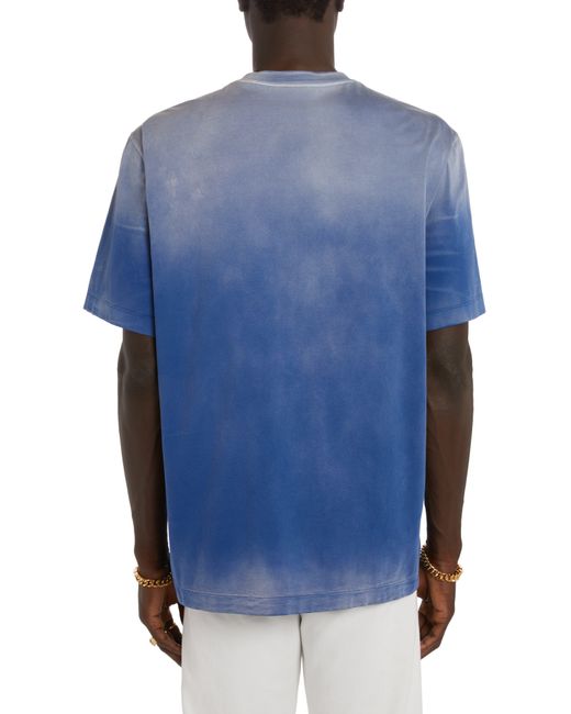 Versace Blue Medusa Ombré Cotton Jersey Graphic T-shirt for men