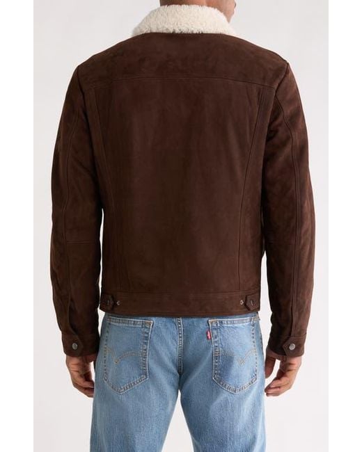 Boss Brown X Beckham Mordy Suede & Genuine Shearling Jacket for men