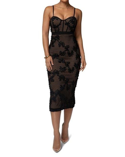 chinese dress ladies Poppy Delevingne Black Crochet Olympia Midi Dress