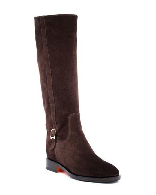 Santoni Brown Suede Riding Boot