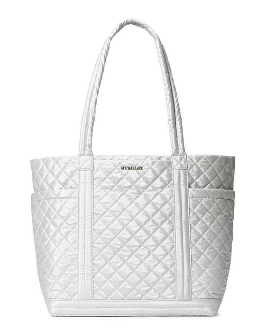MZ Wallace White Large Empire Deluxe Quilted Nylon Tote