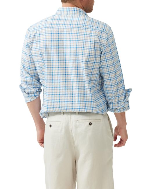 Rodd & Gunn Blue Gebbies Valley Gingham Button-up Cotton & Linen Shirt for men