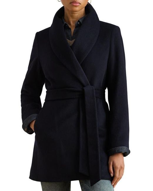 Ralph Lauren Black Wool Blend Wrap Coat