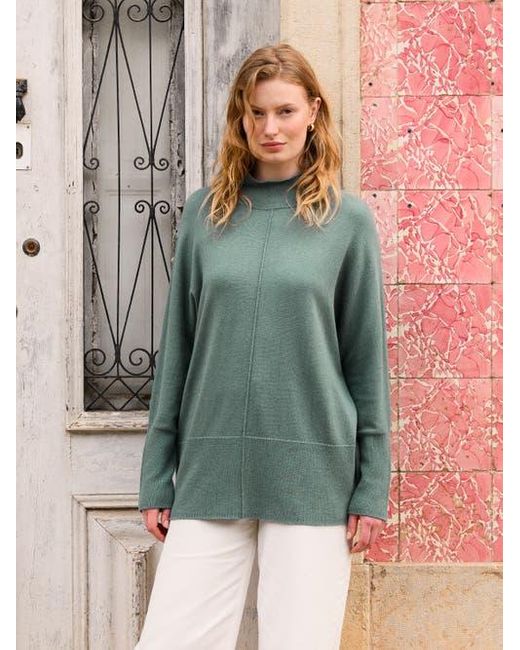 Celtic & Co. Green Drape Funnel Neck Sweater