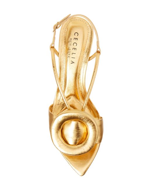 Cecelia New York Metallic Myra Pointed Toe Slingback Sandal