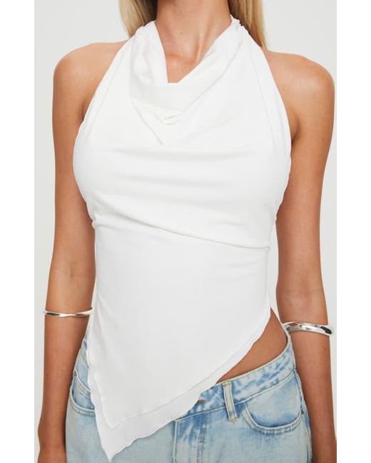 Princess Polly Blue Interlude Open Back Asymmetric Halter Top