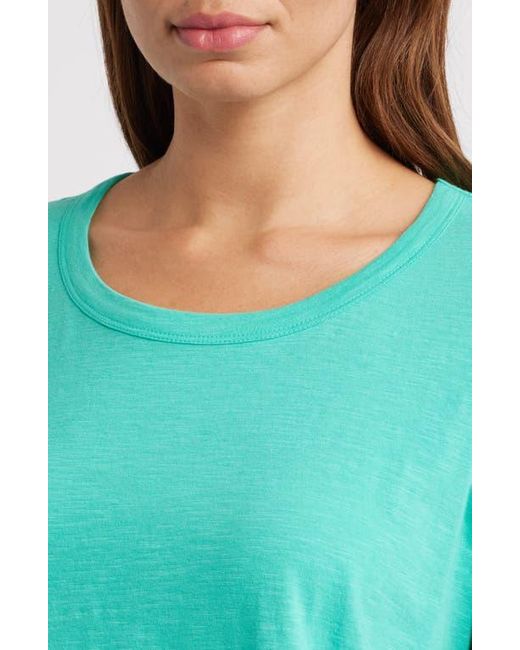 Apny Green Layered Hem Cotton Slub Top
