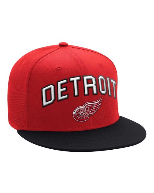 Starter Red /black Detroit Wings Arch Logo Two-tone Snapback Hat At Nordstrom for men