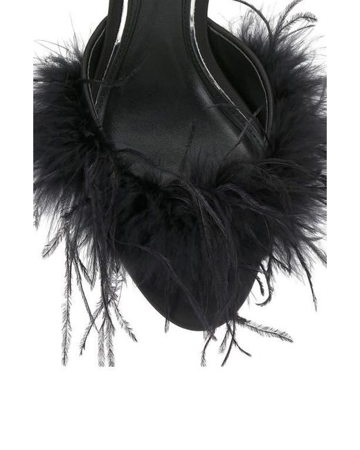Vince Camuto Black Paelly Faux Feather Slide Sandal
