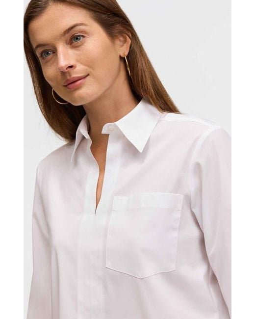 Foxcroft White Bella Solid Popover Top