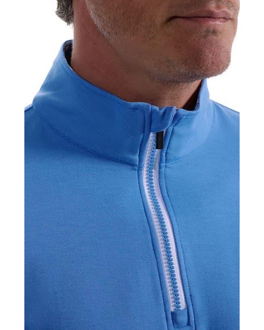 Bugatchi Blue Solid Quarter Zip Pullover for men