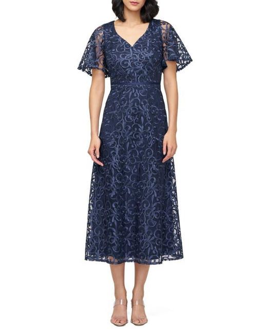 JS Collections Jess Embroidered Flutter Sleeve Cocktail Dress in Blue | Lyst JS Collections Jess Embroidered Flutter Sleeve Cocktail Dress in Blue | Lyst