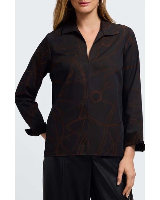 Foxcroft Women's Black Agnes Print Popover Shirt
