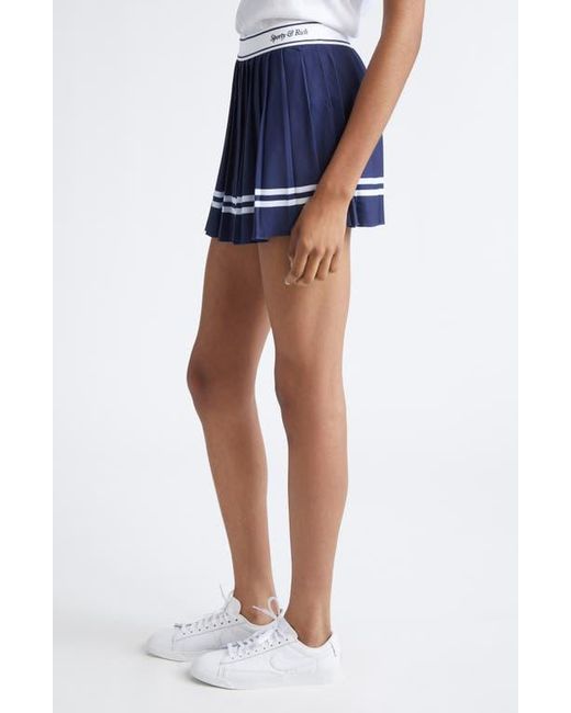 Sporty & Rich Blue Italic Logo Pleated Skort