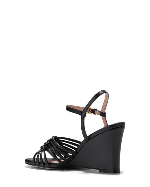 Cole Haan Black Jitney Knot Ankle Strap Wedge Sandal