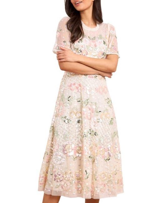 Needle & Thread Pink Rosalie Long Sleeve Ankle Gown