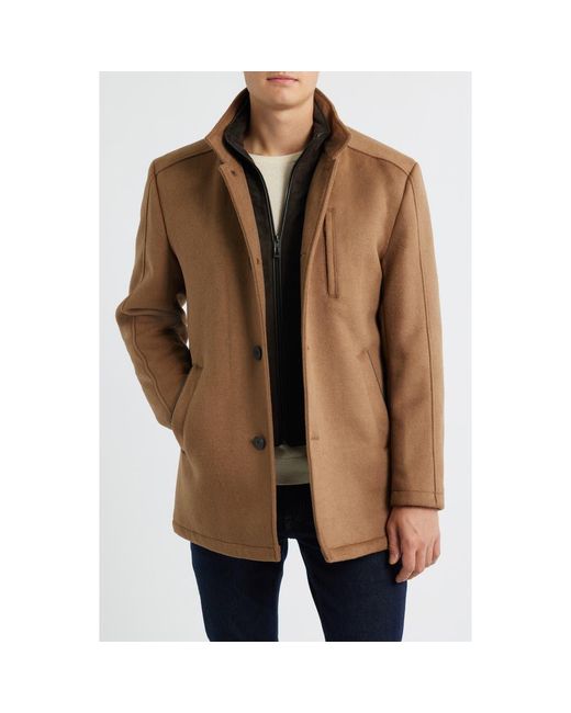 Johnston & Murphy Brown Upton Car Coat With Removable Bib for men