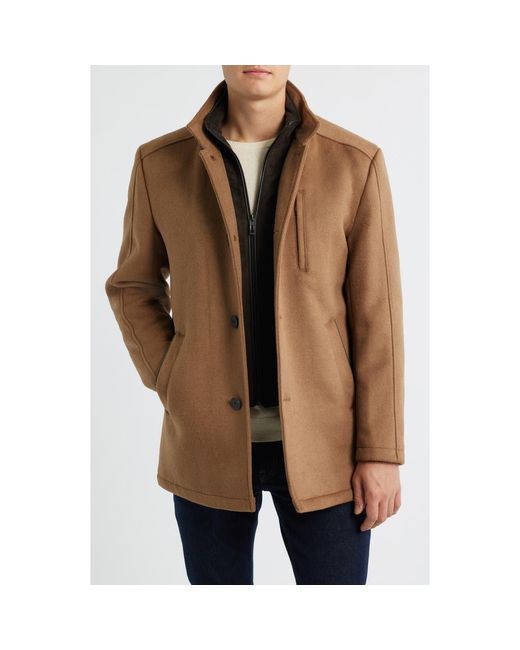 Johnston & Murphy Brown Upton Car Coat With Removable Bib for men