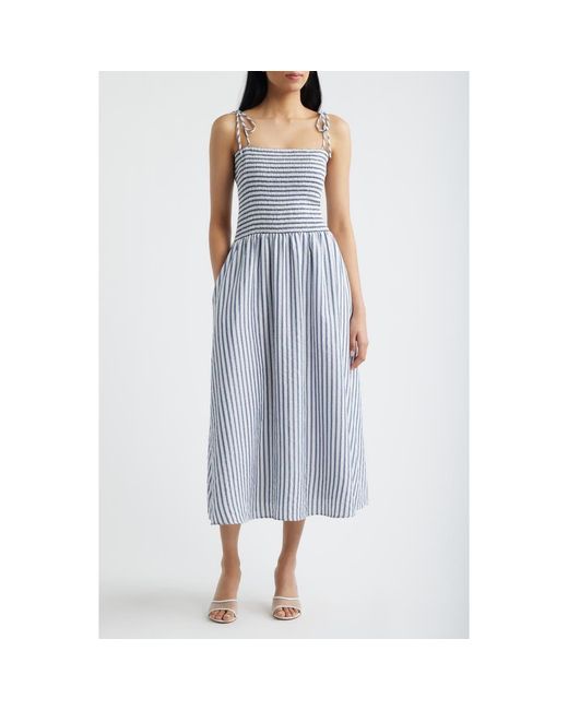 Julia Jordan Women's Blue Tie Shoulder Smocked Midi Dress