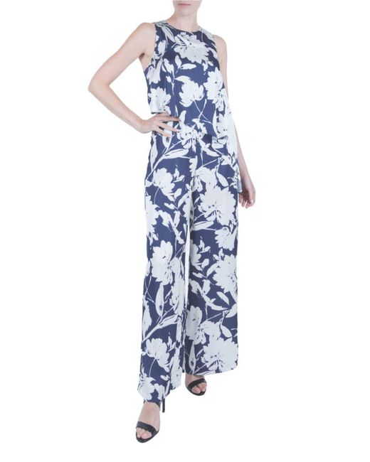 Julia Jordan Floral Print Sleeveless Wide Leg Jumpsuit in Blue Lyst