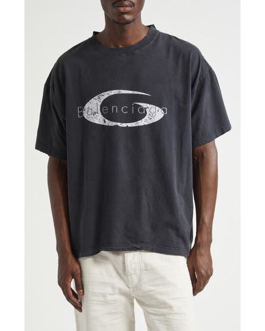 Balenciaga Loop Sports Icon Distressed Boxy Logo Graphic T