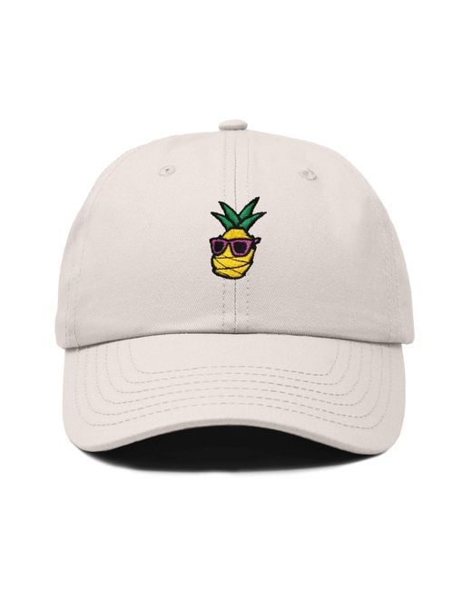 Alix White Pineapple Embroidered Dad Hat for men