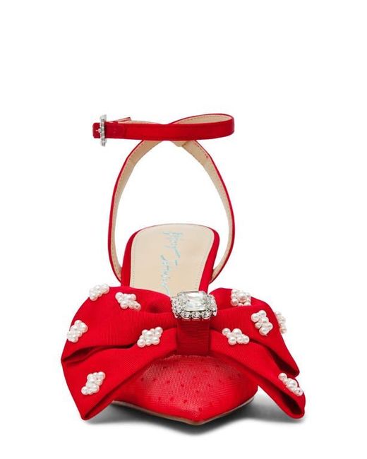 Betsey Johnson Red Mark Ankle Strap Mesh Pump