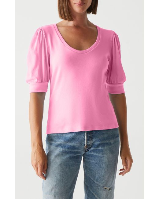 Michael Stars Pink Rosario Puff Sleeve Knit Top