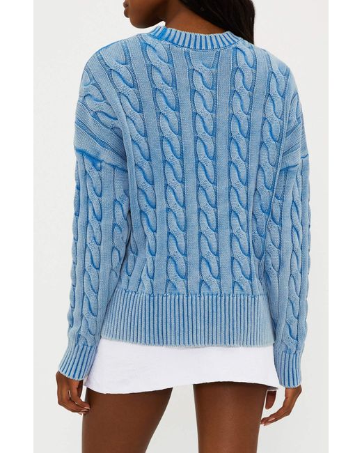 Beach Riot Callie Cable Stitch Crewneck Sweater in Blue | Lyst