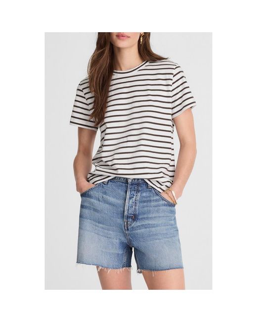 Madewell Blue Perfect Stripe Cotton Crewneck T-Shirt