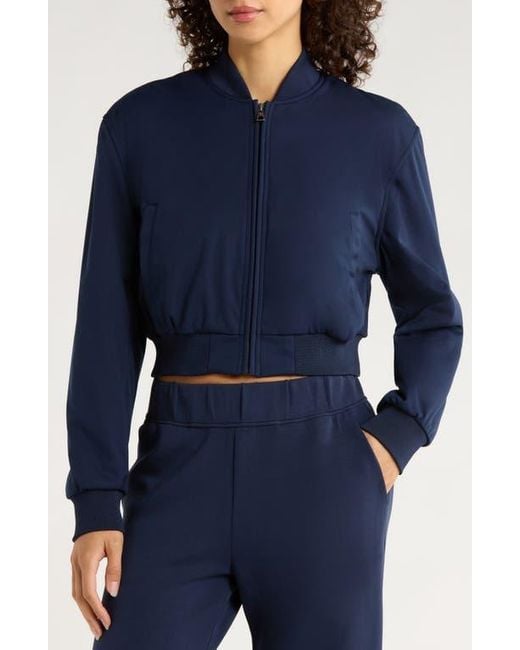 Mpg Blue Crop Bomber Jacket