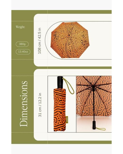 Original Duckhead Orange Compact Umbrella With Automatic Open-Close Function