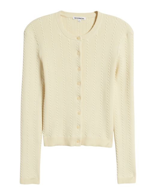 Reformation Natural Natalie Cable Stitch Cardigan Sweater