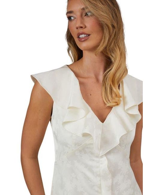 Oasis White Satin Jacquard V-Neck Bridesmaid Dress