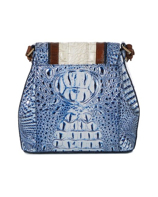 Brahmin Blue Margo Croc Embossed Leather Crossbody Bag