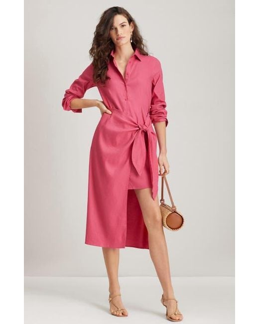 white long sleeve shirt dress L'AGENCE Ridley Shirt Dress In White
