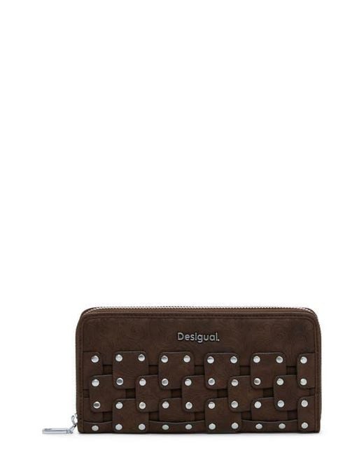 Desigual Gray Long Studded Wallet