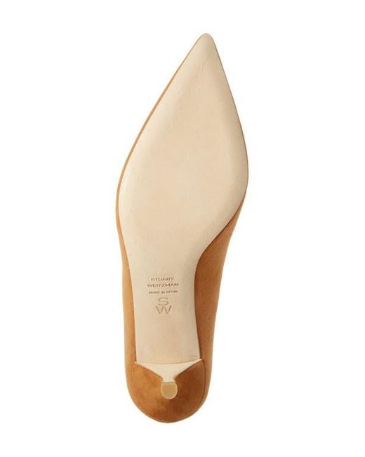 Stuart Weitzman Brown Power Pointed Toe Kitten Heel Pump