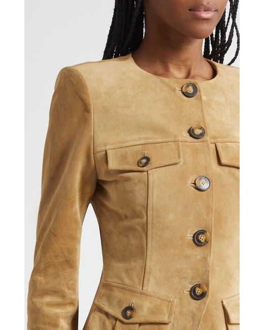 Veronica Beard Blue Orrin Suede Cargo Jacket