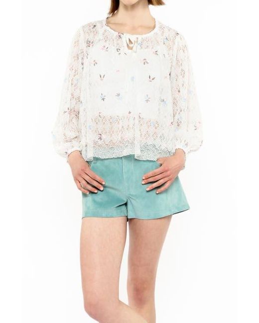 Anna Sui White Embroidered Lacey Trellis Blouse
