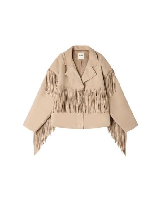 Sandro Natural Fringed Suede Jacket