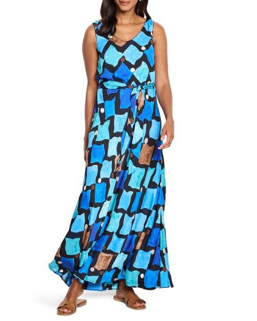 NIC+ZOE Blue Bianca Sea Glass Sleeveless Maxi Dress