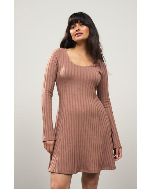 brown gingham dress uniqlo Dark brown ribbed knit button front dress