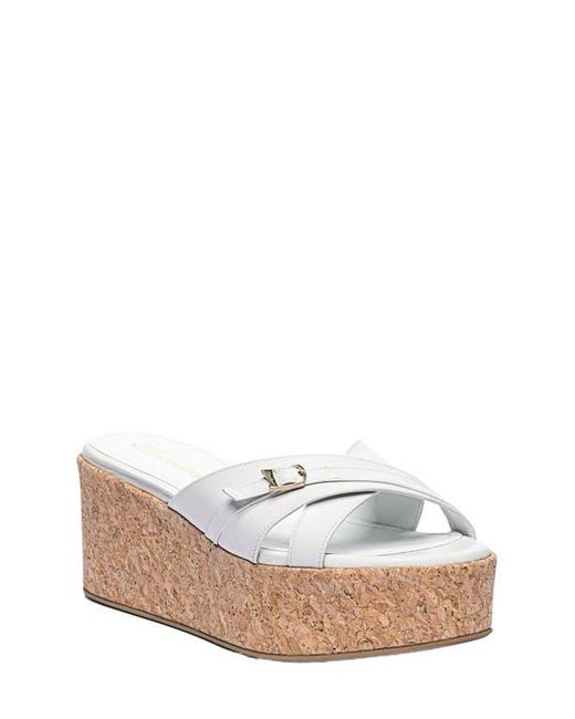 Santoni White Leather Wedge