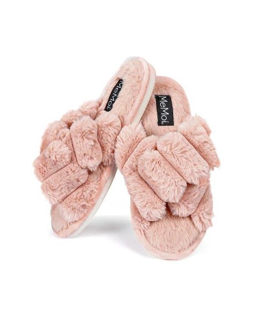 Memoi Pink Double Cross Plush Slipper