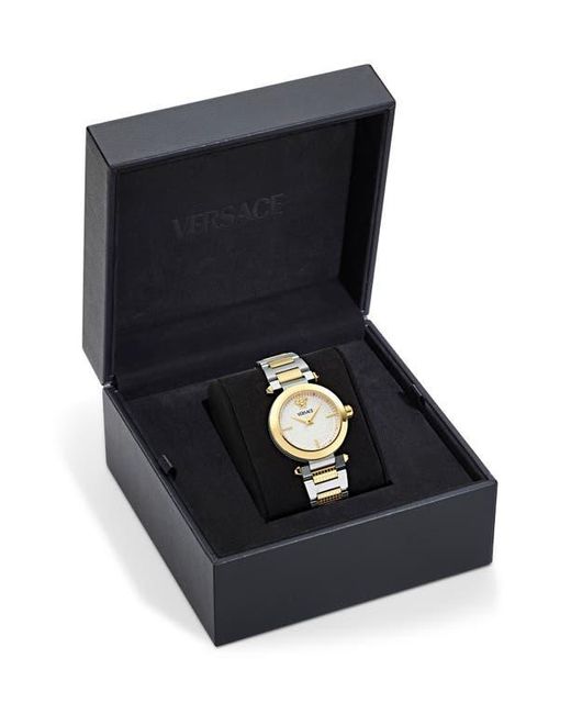 Versace Metallic Greek Bracelet Watch, 35Mm